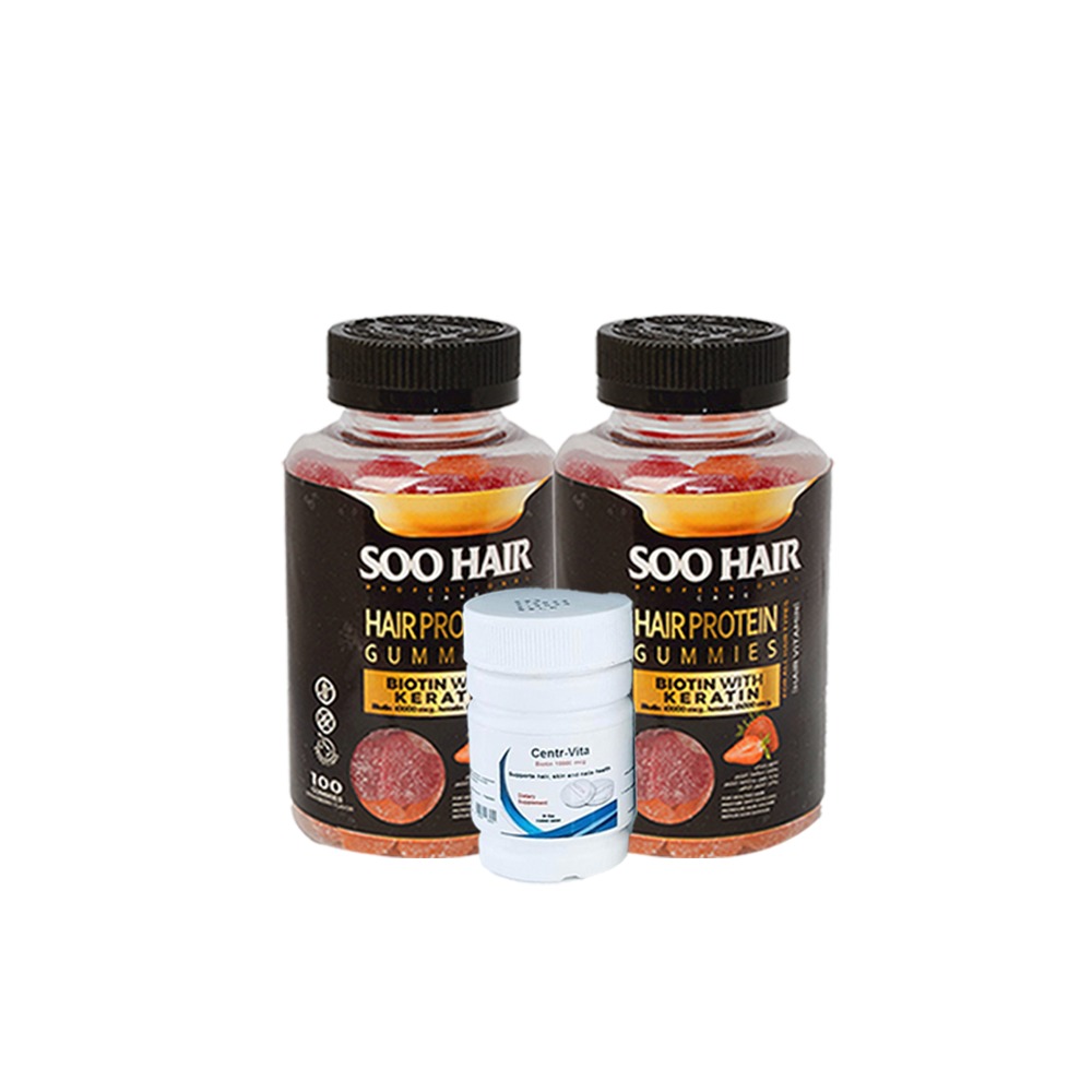 عبوتين جاميز سو كير للشعر  + عبوه سنتر فيتا بيوتين تركيز ١٠٠٠٠ وحده